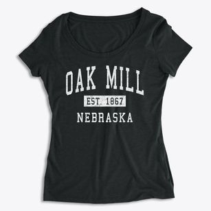 Oak Mill Nebraska Classic Established Women's Premium Scoop Neck