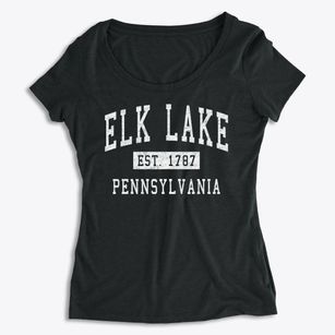 Elk Lake Pennsylvania Classic Established Women's Premium Scoop Neck