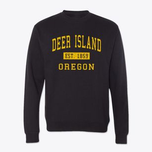 Deer Island Oregon Classic Established Crewneck Sweatshirt