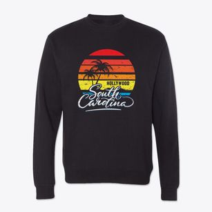 Hollywood South Carolina Palm Tree Sunset Crewneck Sweatshirt