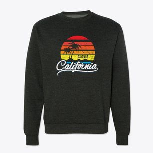 Clovis California Palm Tree Sunset Crewneck Sweatshirt