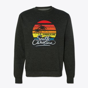 Kiawah Island South Carolina Palm Tree Sunset Crewneck Sweatshirt
