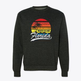 Marco Island Florida Palm Tree Sunset Crewneck Sweatshirt