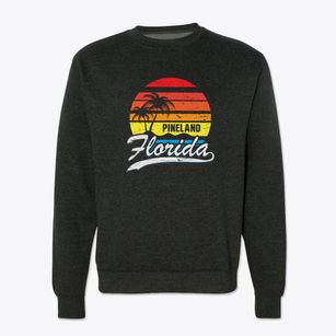 Pineland Florida Palm Tree Sunset Crewneck Sweatshirt