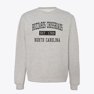 Buzzards Crossroads North Carolina Classic Established Crewneck Sweatshirt