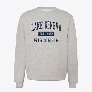 Lake Geneva Wisconsin Classic Established Crewneck Sweatshirt