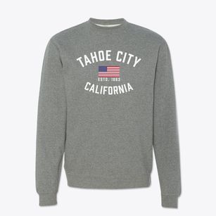 Tahoe City California Patriot Crewneck Sweatshirt