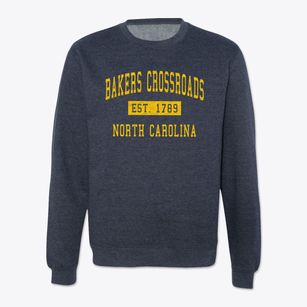Bakers Crossroads North Carolina Classic Established Crewneck Sweatshirt