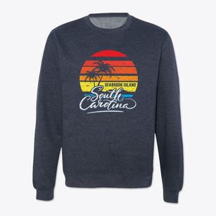 Seabrook Island South Carolina Palm Tree Sunset Crewneck Sweatshirt