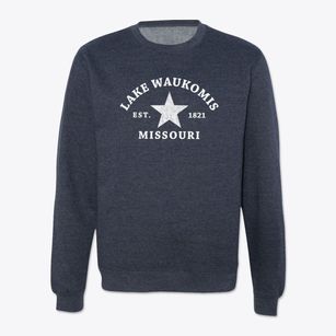 Lake Waukomis Missouri Star Crewneck Sweatshirt