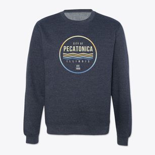 Pecatonica Illinois Color Fade Crewneck Sweatshirt