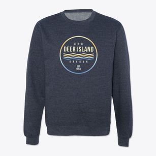 Deer Island Oregon Color Fade Crewneck Sweatshirt