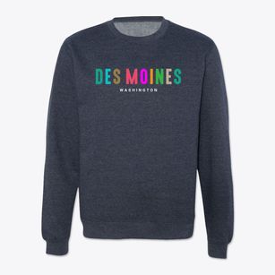Des Moines Washington Color Pop Crewneck Sweatshirt