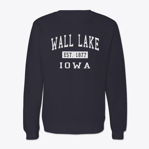 Wall Lake Iowa Classic Established Crewneck Sweatshirt