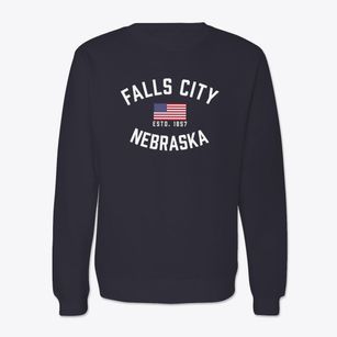 Falls City Nebraska Patriot Crewneck Sweatshirt