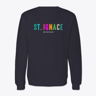 St. Ignace Michigan Color Pop Crewneck Sweatshirt