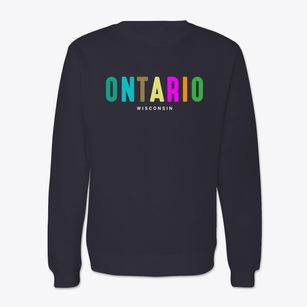Ontario Wisconsin Color Pop Crewneck Sweatshirt