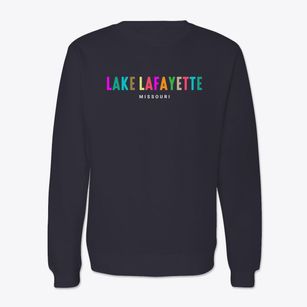 Lake Lafayette Missouri Color Pop Crewneck Sweatshirt