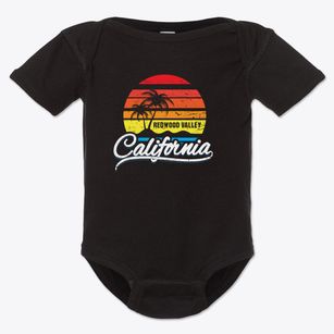 Redwood Valley California Palm Tree Sunset Baby Onesie