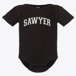 Sawyer Elementary School Varsity Arch Baby Onesie