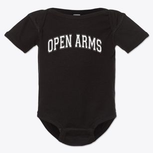 Open Arms Childcare Varsity Arch Baby Onesie