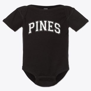 Pines Montessori School Varsity Arch Baby Onesie