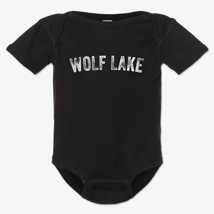 Wolf Lake Minnesota Timeless Retro Baby Onesie