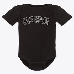 Lake Fenton Michigan Trendy Block Baby Onesie