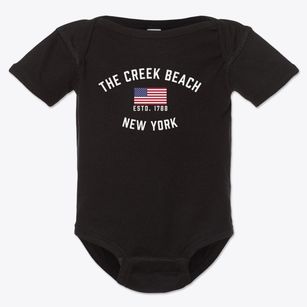 The Creek Beach New York Patriot Baby Onesie