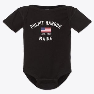 Pulpit Harbor Maine Patriot Baby Onesie