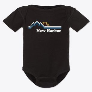 New Harbor Maine Mountain View Baby Onesie