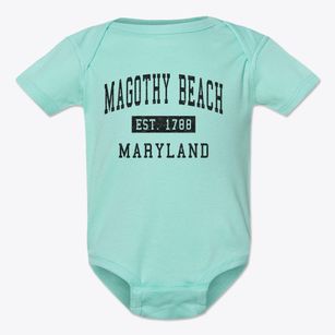 Magothy Beach Maryland Classic Established Baby Onesie