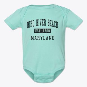 Bird River Beach Maryland Classic Established Baby Onesie
