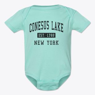 Conesus Lake New York Classic Established Baby Onesie