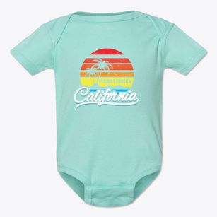 Plumas Eureka California Palm Tree Sunset Baby Onesie