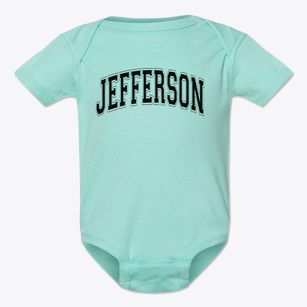 Jefferson Montessori Varsity Arch Baby Onesie