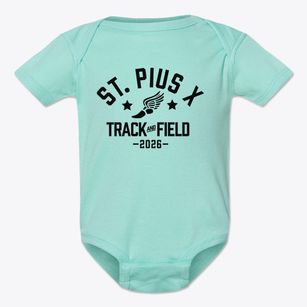 St Pius X Parish Track and Field Baby Onesie
