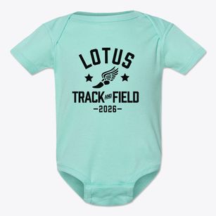 Lotus School For Excellence Blue Track and Field Baby Onesie