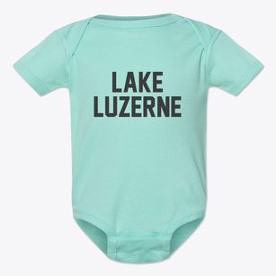 Lake Luzerne New York Classic Block Baby Onesie