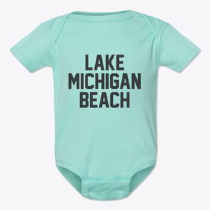 Lake Michigan Beach Michigan Classic Block Baby Onesie
