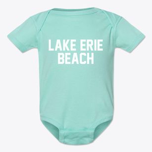 Lake Erie Beach New York Classic Block Baby Onesie
