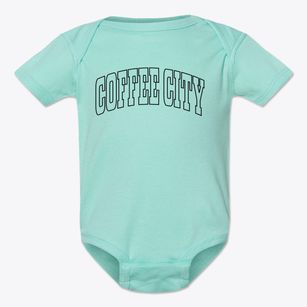 Coffee City Texas Trendy Block Baby Onesie