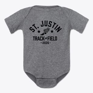 St Justin Parish Track and Field Baby Onesie