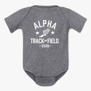 Alpha Learning Center Track and Field Baby Onesie