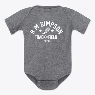 H M Simpson Academy Track and Field Baby Onesie
