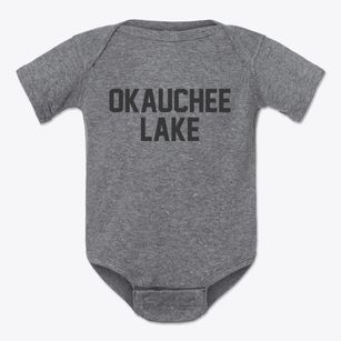 Okauchee Lake Wisconsin Classic Block Baby Onesie