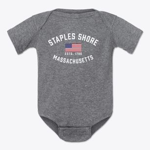 Staples Shore Massachusetts Patriot Baby Onesie