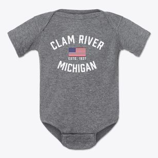 Clam River Michigan Patriot Baby Onesie