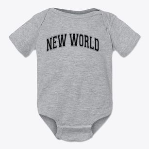 New World Education Center Varsity Arch Baby Onesie