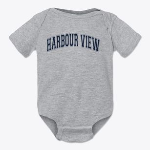 Harbour View Elementary School Varsity Arch Baby Onesie